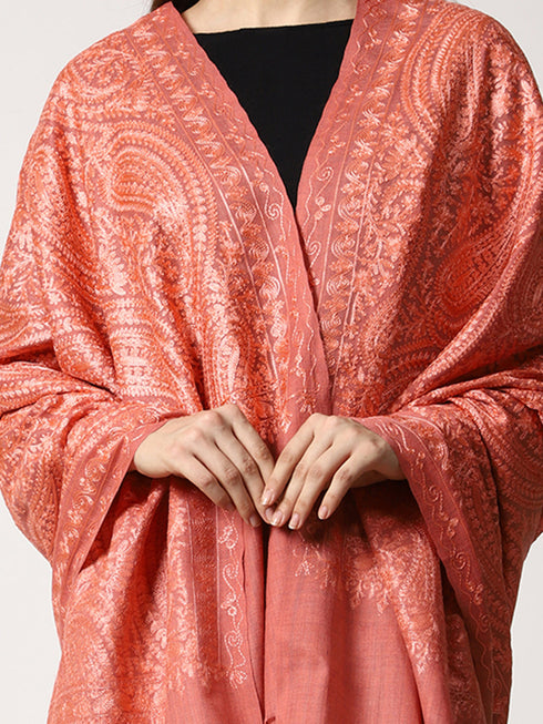 Women's Aari Embroidered Wool Shawl