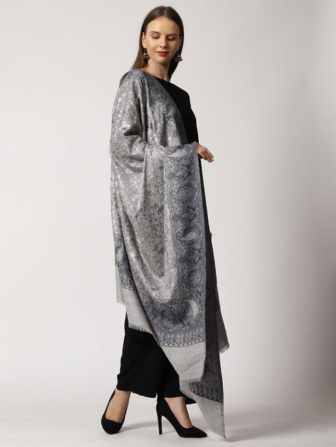 Women's Jamawar Aari Embroidered Wool Shawl