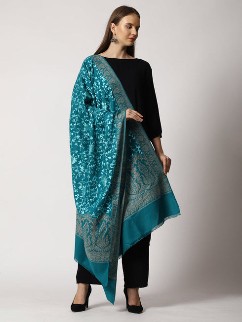 Women's Jamawar Aari Embroidered Wool Shawl