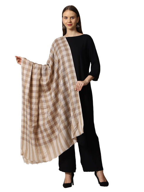 Women's Jamawar Check Wool Shawl
