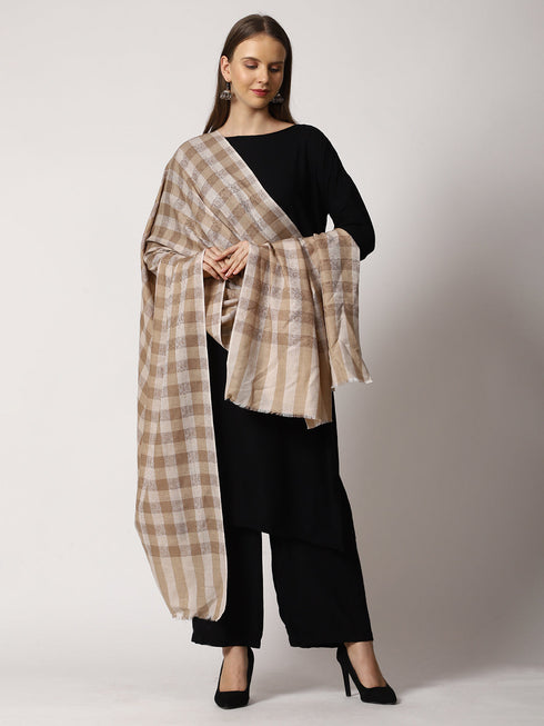 Women's Jamawar Check Wool Shawl