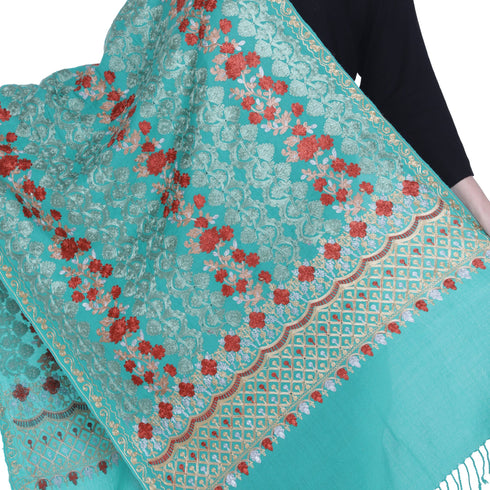Women's Aari Embroidered Pure Wool Stole