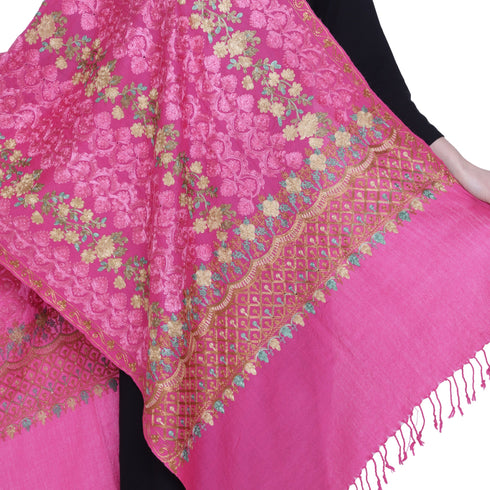 Women's Aari Embroidered Pure Wool Stole
