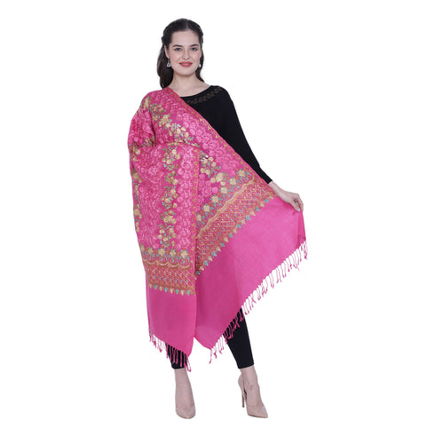 Women's Aari Embroidered Pure Wool Stole