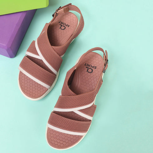 Women's Knitted Cross-Strap Sport Sandal with Buckle