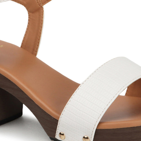 Women's Textured Block Heels Sandals