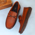 Men's Textured Leather Loafers with Cushioned EVA Comfort Sole