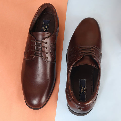 Men's Polished Cognac Leather Derby Dress Shoes