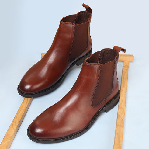 Men's Premium Leather Slip-On Chelsea Boots