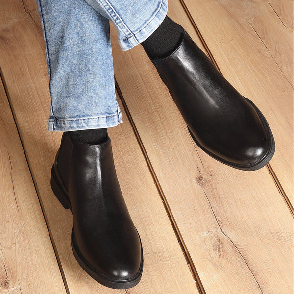 Men's Premium Leather Slip-On Chelsea Boots