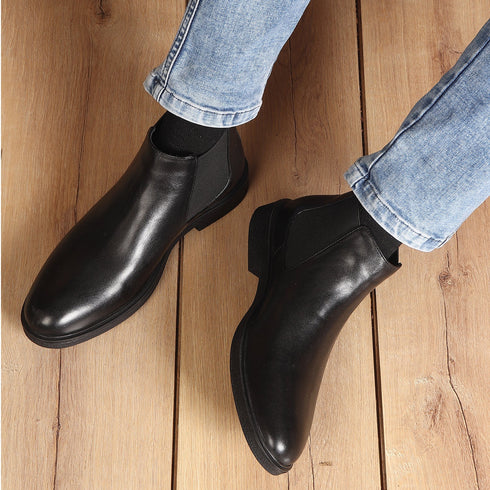 Men's Premium Leather Slip-On Chelsea Boots