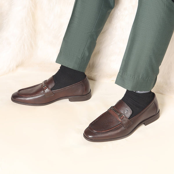 Men's Pebble Leather Dress Loafer with Contrast Band