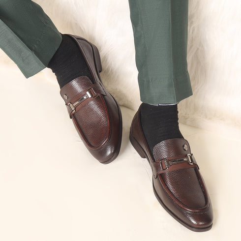 Men's Pebble Leather Dress Loafer with Contrast Band