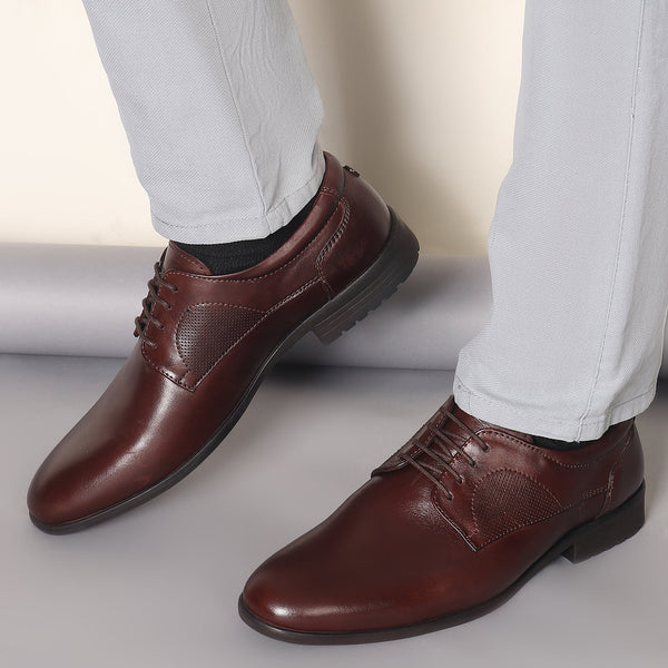 Men's Polished Cognac Leather Derby Dress Shoes