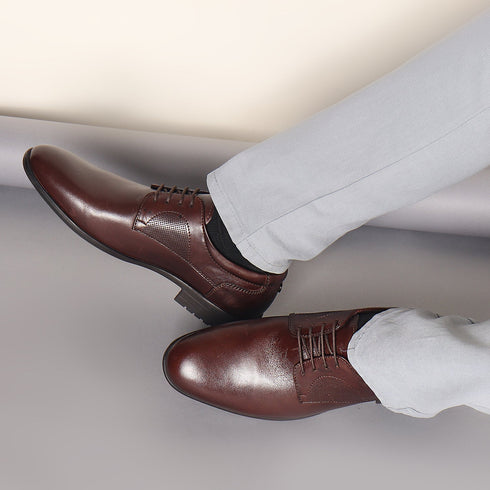 Men's Polished Cognac Leather Derby Dress Shoes