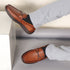 Men's Textured Leather Loafers with Cushioned EVA Comfort Sole