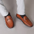 Men's Textured Leather Loafers with Cushioned EVA Comfort Sole
