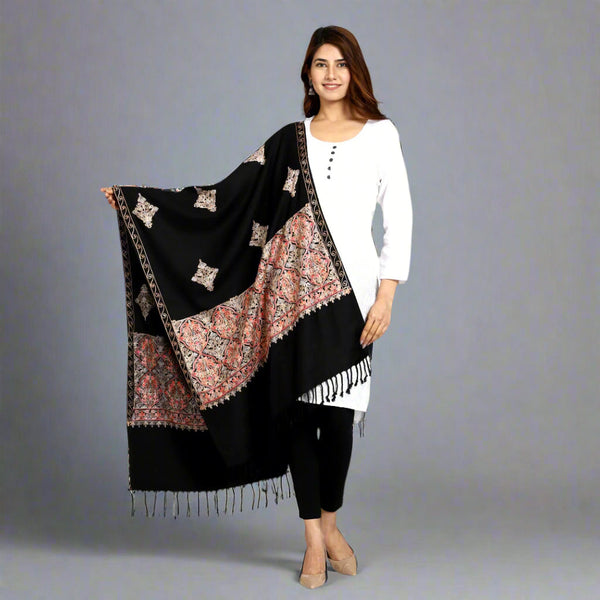 Women's Aari Embroidered Wool Stole