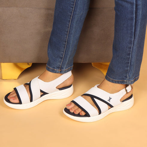 Women's Knitted Cross-Strap Sport Sandal with Buckle