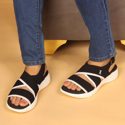 Women's Knitted Cross-Strap Sport Sandal with Buckle