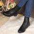 Women's Chic Quilted Ankle Combat Boot with Lace-Up Closure