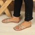 Women's Flat Slide Sandal with Criss-Cross Straps & Buckles