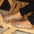 Women's Flat Slide Sandal with Criss-Cross Straps & Buckles