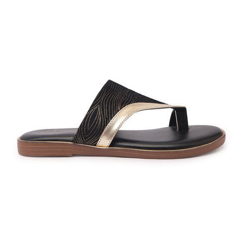 Women's Chic Metallic and Textured Thong Sandals
