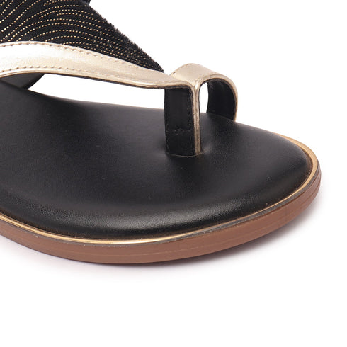 Women's Chic Metallic and Textured Thong Sandals