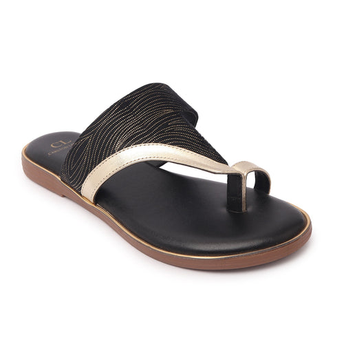 Women's Chic Metallic and Textured Thong Sandals