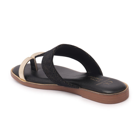 Women's Chic Metallic and Textured Thong Sandals