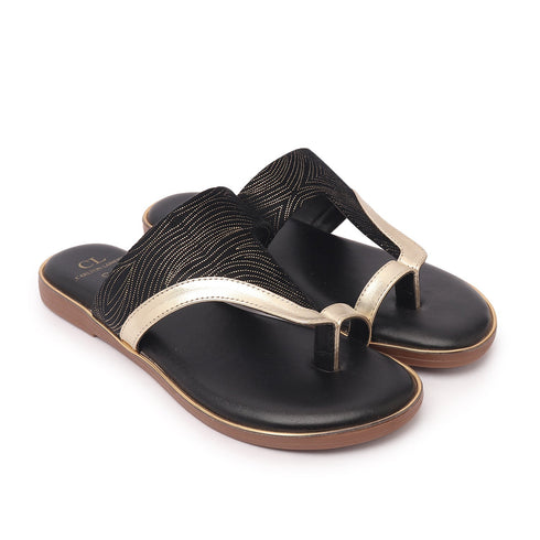 Women's Chic Metallic and Textured Thong Sandals