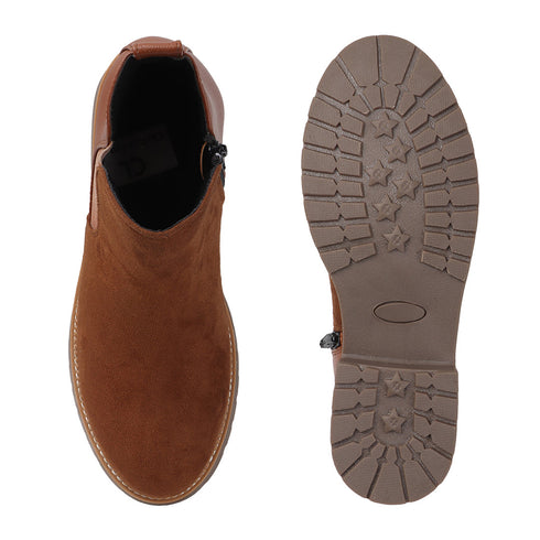 Women's Solid Suede Slip-On Chelsea Boots