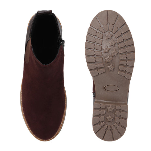 Women's Solid Suede Slip-On Chelsea Boots