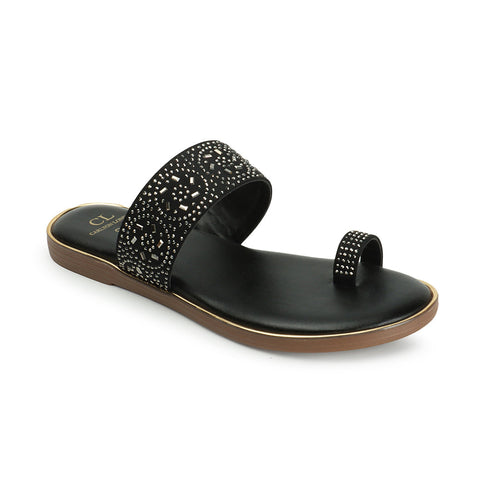 Women's Embellished Toe Ring Flat Sandals