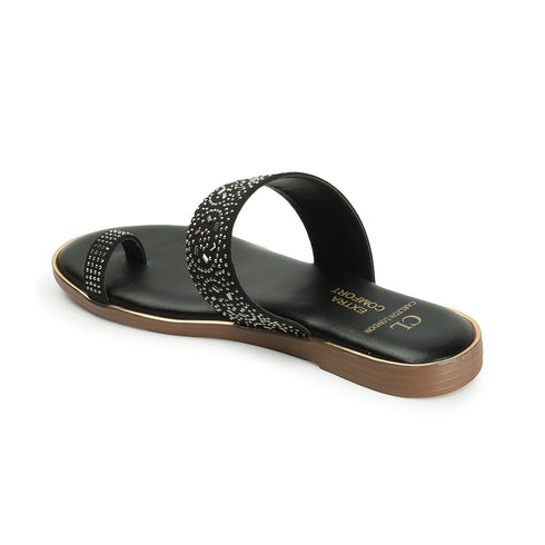 Women's Embellished Toe Ring Flat Sandals