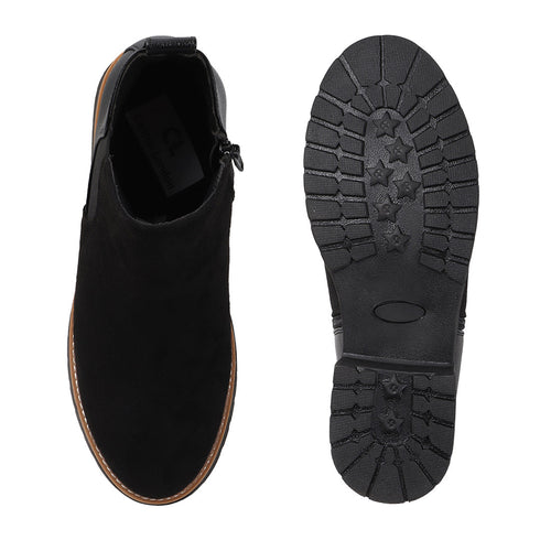 Women's Solid Suede Slip-On Chelsea Boots