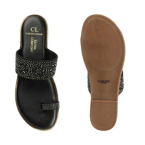 Women's Embellished Toe Ring Flat Sandals