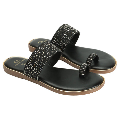 Women's Embellished Toe Ring Flat Sandals