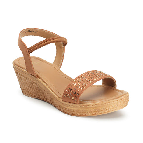 Women's Embellished Ankle Strap Wedge Sandals