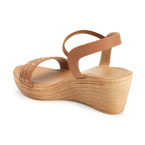 Women's Embellished Ankle Strap Wedge Sandals