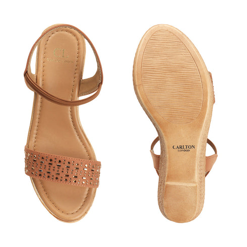 Women's Embellished Ankle Strap Wedge Sandals
