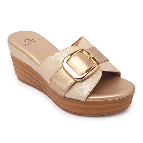 Women's Wedge Sandals with Statement Buckle