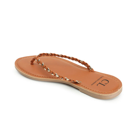 Women's Braided Detail Open Toe Flats