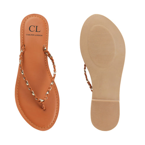 Women's Braided Detail Open Toe Flats