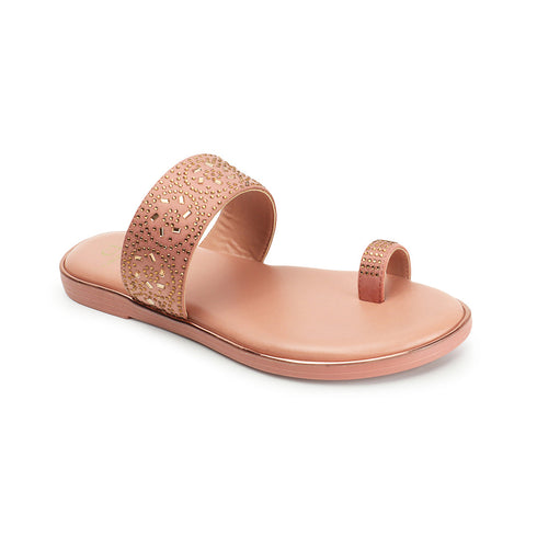 Women's Embellished Toe Ring Flat Sandals