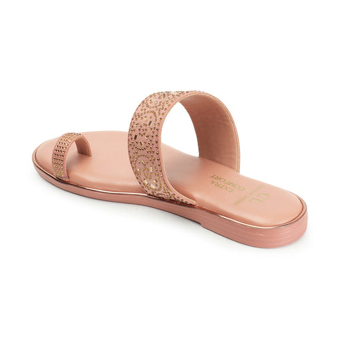 Women's Embellished Toe Ring Flat Sandals