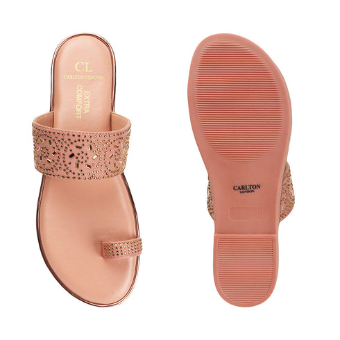 Women's Embellished Toe Ring Flat Sandals
