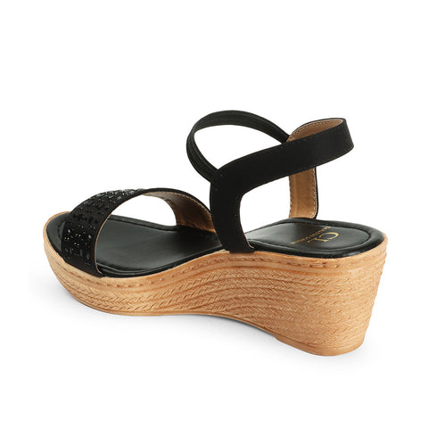 Women's Embellished Ankle Strap Wedge Sandals