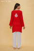 Rayon Chikankari Short Kurta in Red